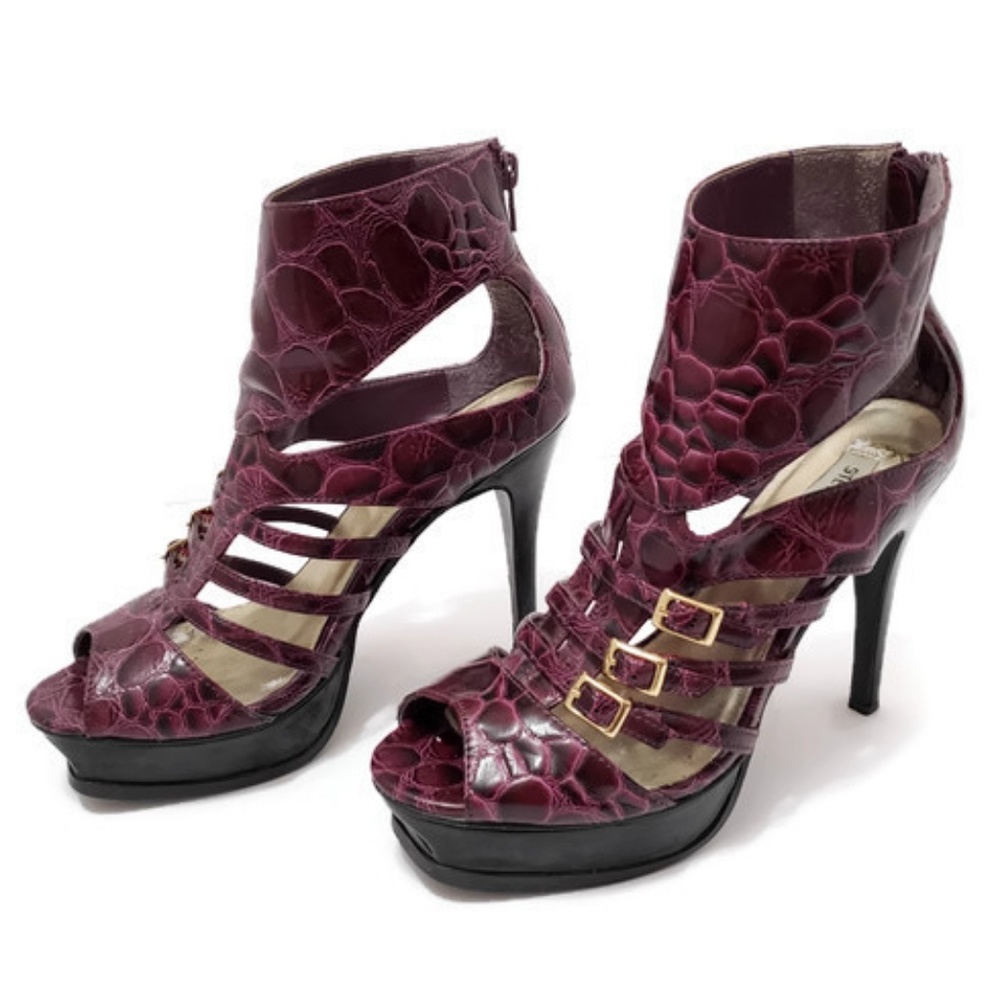 🔥Steve Madden purple faux aligator skin heels👠